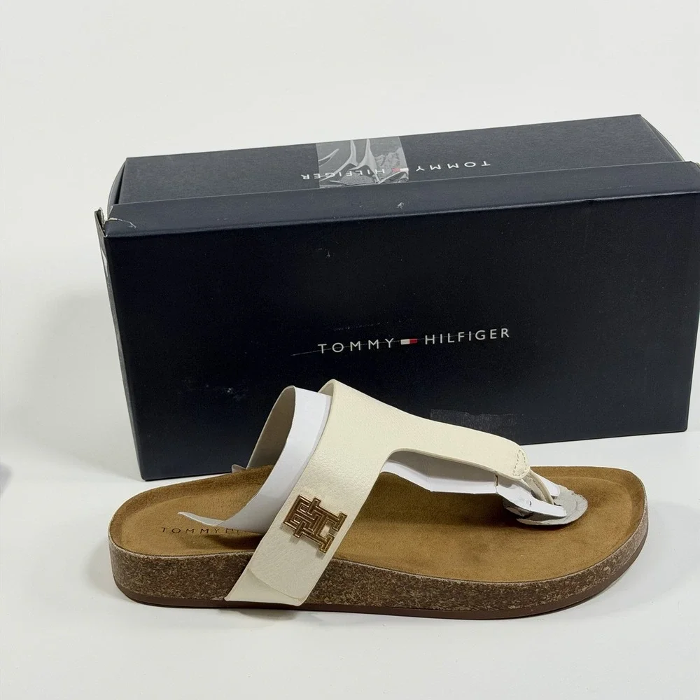 Tommy Hilfiger Size-7.5M Womens White Tobeach Thong Sandals